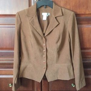 Cold Creek Faux Suede Brown Jacket Blazer Size 10